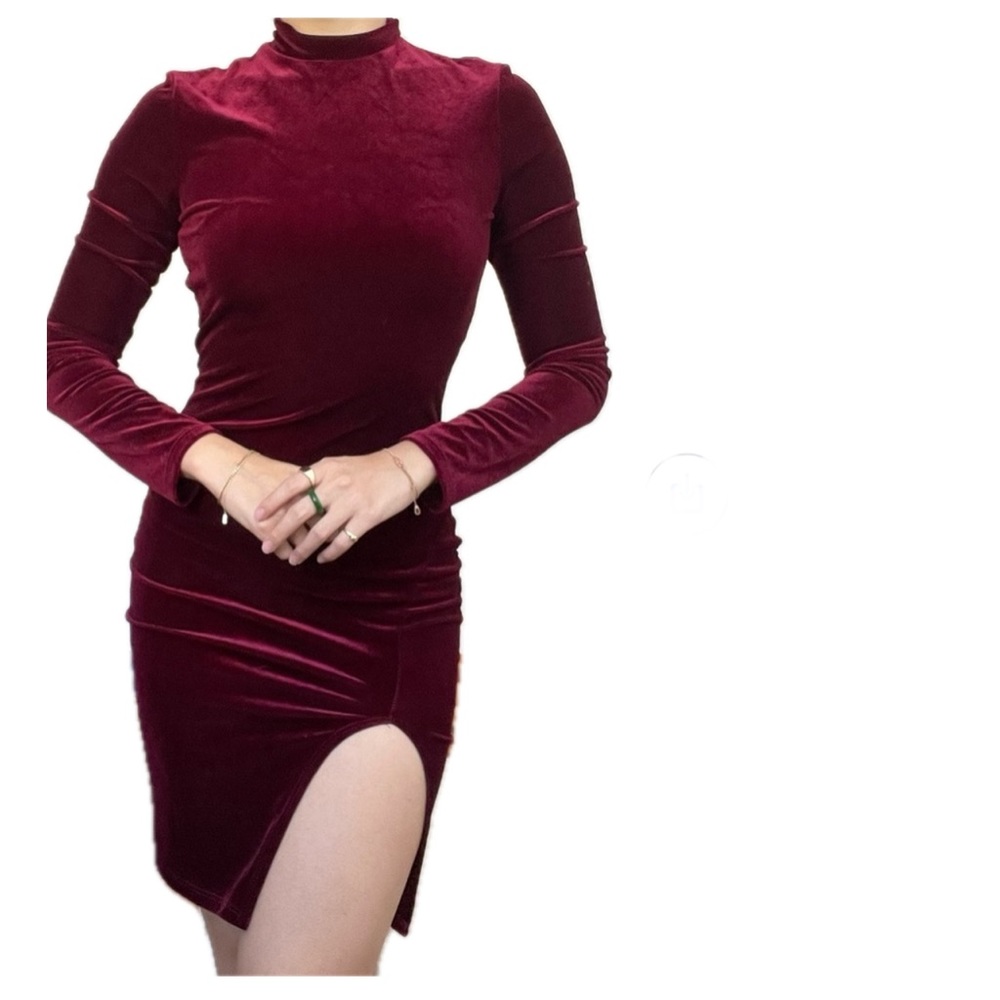 Velvet Turtleneck Dress with slit